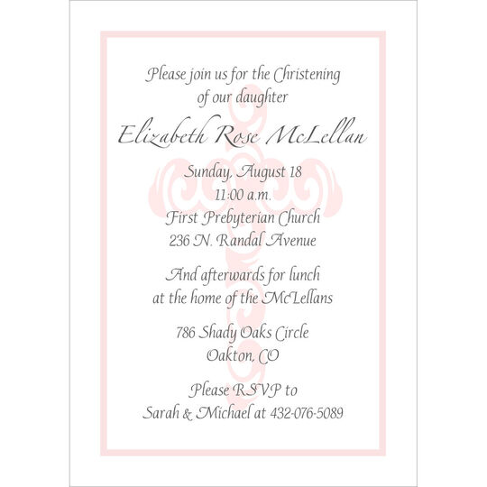 Decorative Cross in Pink Invitations